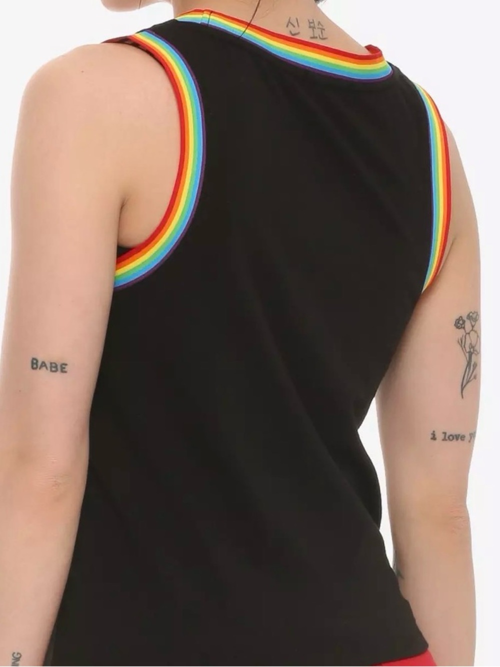 Hot Topic Black Tank with Rainbow Trim & "Equality" Script - Picture 2 of 6